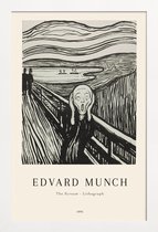 JUNIQE - Poster in houten lijst Munch - The Scream Lithograph -30x45
