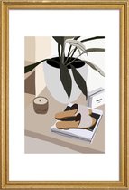 JUNIQE - Poster met houten lijst Holiday -40x60 /Bruin & Ivoor