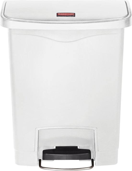 Rubbermaid Slim Jim Step On container Front Step kunststof 30 ltr, Wit (VB223996)