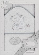 Interbaby Badhanddoek Met Capuchon 100 X 100 Cm Katoen Grijs/wit