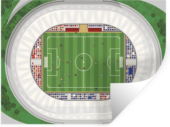 Muurstickers - Sticker Folie - Een illustratie van een ovaal voetbalstadion - 80x60 cm - Plakfolie - Muurstickers Kinderkamer - Zelfklevend Behang - Zelfklevend behangpapier - Stickerfolie