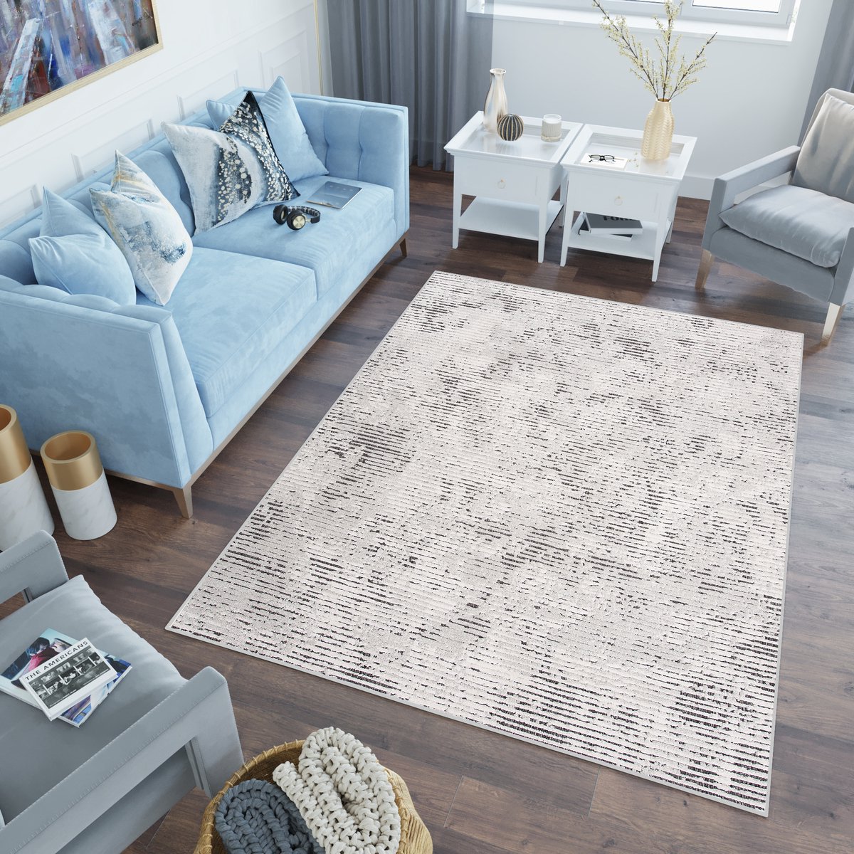 Tapiso Lotus Vloerkleed Antraciet Lijnen Woonkamer Laagpolig Tapijt Maat- 80x150 Antraciet 4