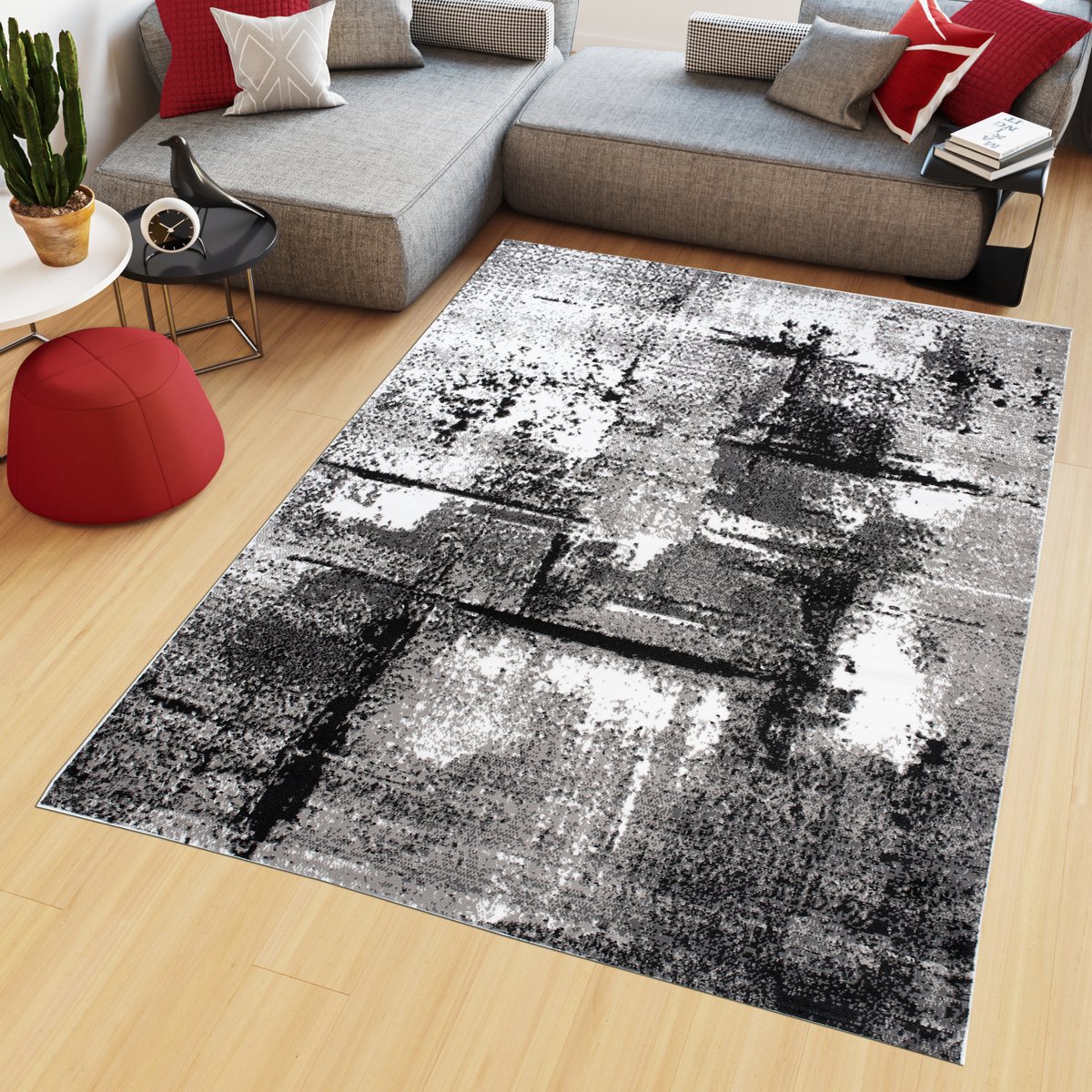 Tapiso Maya Vloerkleed Grijs Slaapkamer Abstract Tapijten Maat- 250x350
