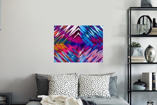 Sticker Muursticker Art psychédélique - Art psychédélique en forme de losange - 80x60 cm - film adhésif autocollant - sticker mural repositionnable