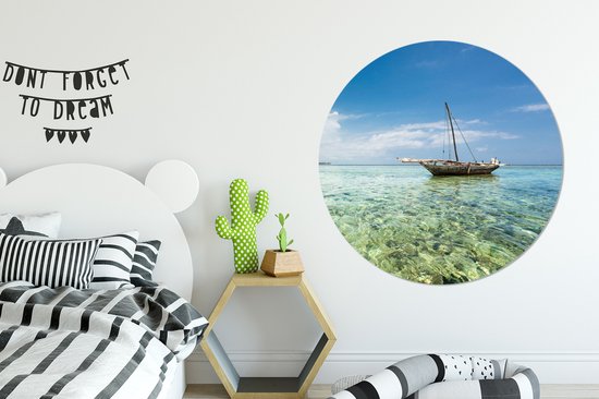 WallCircle - Muurstickers - Behangcirkel - Verlaten zeilboot - ⌀ 140 cm - Muurcirkel - Zelfklevend - Ronde Behangsticker
