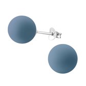 Aramat jewels ® - Parel oorbellen mat 10mm- licht blauw - 925 sterling zilver