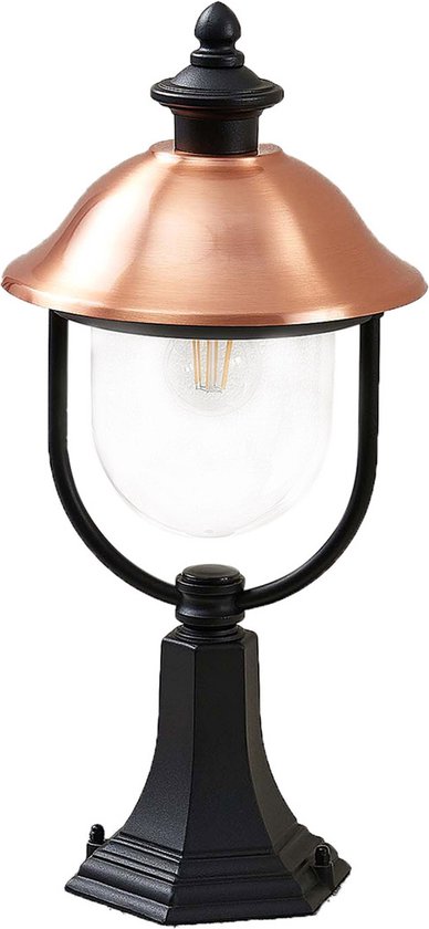 Lindby - Sokkellampen - 1licht - aluminium, koper, kunststof - H: 52.5 cm - E27 - zwart, koper