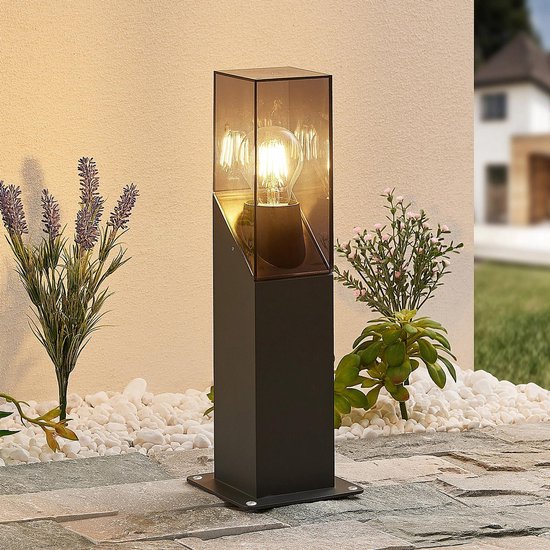 Foto: Lucande sokkellamp 1licht aluminium polycarbonaat h 40 cm e27 antraciet helder