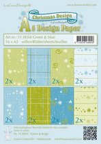 Christmas design papier assortiment groen/blauw 16 x A5