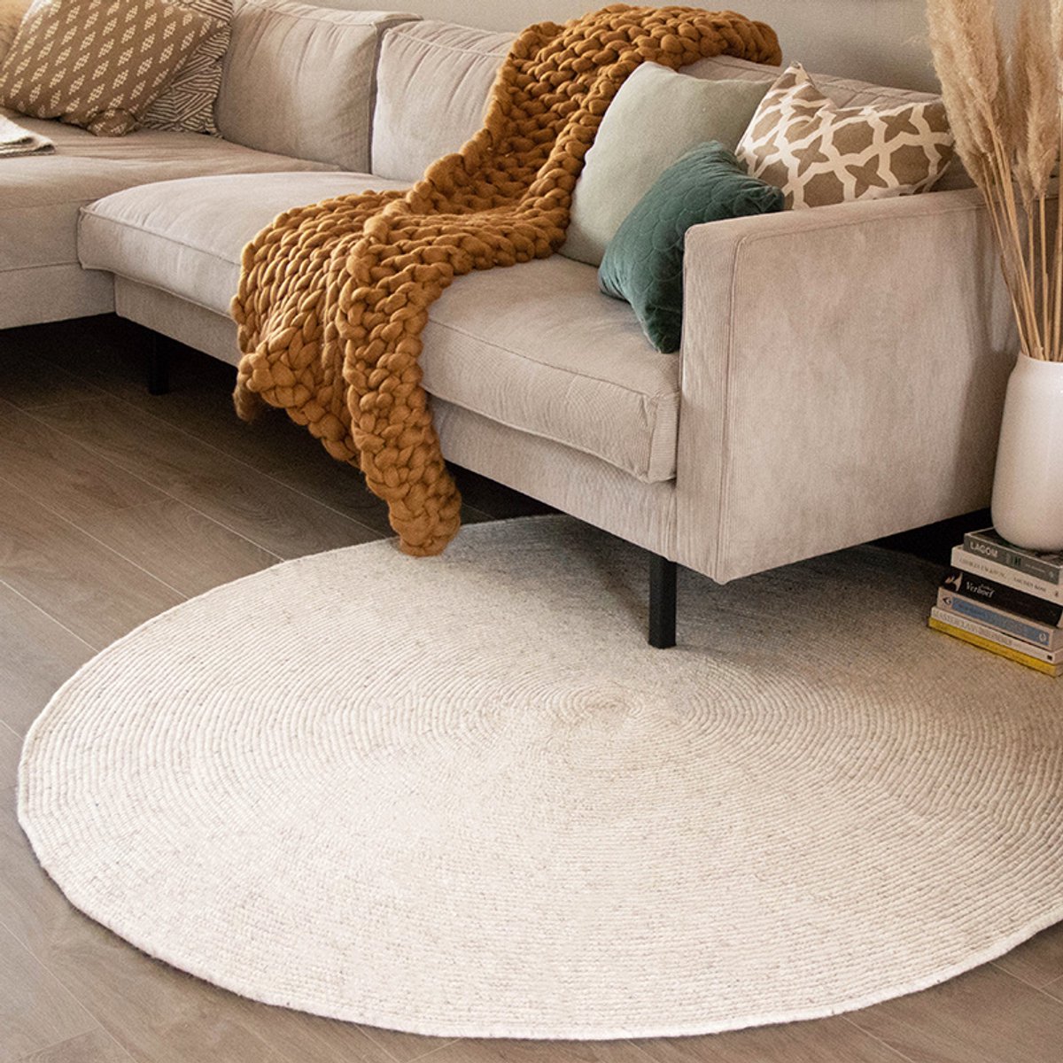 NATURL. Rond wollen vloerkleed - Wise Wit No. 001 - Ø 150cm