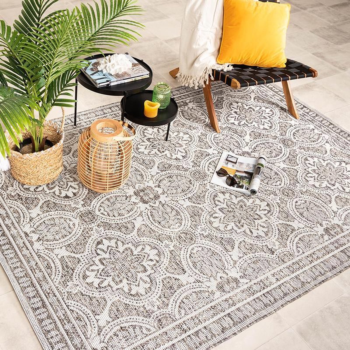 Fraai Buitenkleed - Summer Oriental Lichtgrijs - 80x150cm