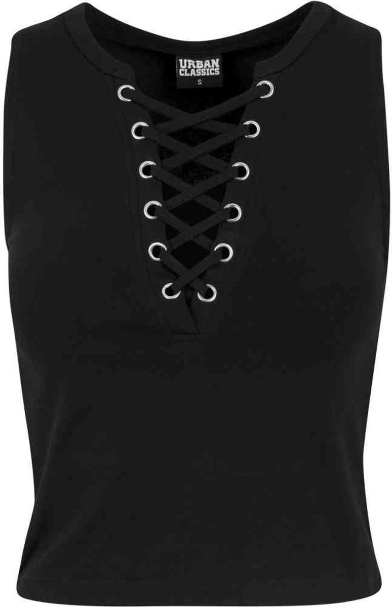Urban Classics Lace Up Cropped Dames Top – M Zwart