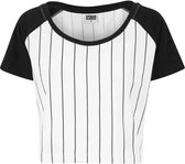 Crop top Urban Classics -M- Baseball Blanc / Noir