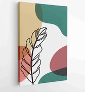 Botanical wall art vector set. Earth tone boho foliage line art drawing with abstract shape. 1 - Moderne schilderijen – Vertical – 1875684274 - 50*40 Vertical