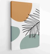 Botanical wall art vector set. Earth tone boho foliage line art drawing with abstract shape. 3 - Moderne schilderijen – Vertical – 1875684271 - 115*75 Vertical