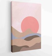 Mountain wall art vector set. Earth tones landscapes backgrounds set with moon and sun. 4 - Moderne schilderijen – Vertical – 1875695959 - 80*60 Vertical