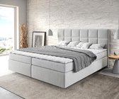 Boxspringbed Dream-Fine microvezel zilvergrijs 180x200 met matras en topper