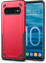 Samsung Galaxy S10+ Hoesje - Mobigear - Armor Serie - Hard Kunststof Backcover - Rood - Hoesje Geschikt Voor Samsung Galaxy S10+