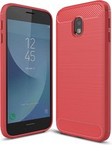 Mobigear Brushed TPU Backcover Geschikt voor Samsung Galaxy J3 (2017) - Rood