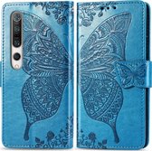 Xiaomi Mi 10 Hoesje - Mobigear - Butterfly Serie - Kunstlederen Bookcase - Blauw - Hoesje Geschikt Voor Xiaomi Mi 10