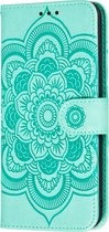 LG K50s Hoesje - Mobigear - Mandala Serie - Kunstlederen Bookcase - Turquoise - Hoesje Geschikt Voor LG K50s