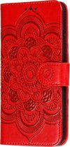 Xiaomi Mi 10 Pro Hoesje - Mobigear - Mandala Serie - Kunstlederen Bookcase - Rood - Hoesje Geschikt Voor Xiaomi Mi 10 Pro