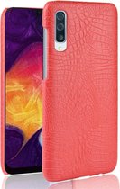 Samsung Galaxy A50 Hoesje - Mobigear - Croco Serie - Hard Kunststof Backcover - Rood - Hoesje Geschikt Voor Samsung Galaxy A50
