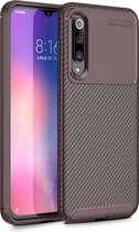 Xiaomi Mi 9 SE Hoesje - Mobigear - Racing Serie - TPU Backcover - Bruin - Hoesje Geschikt Voor Xiaomi Mi 9 SE