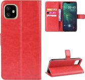 Mobigear Telefoonhoesje geschikt voor Apple iPhone 11 Hoesje | Mobigear Wallet Bookcase Portemonnee | Pasjeshouder voor 3 Pasjes | Telefoonhoesje voor Pinpas / OV Kaart / Rijbewijs - Rood