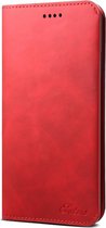 Apple iPhone 11 Pro Max Hoesje - Suteni - Art Serie - Kunstlederen Bookcase - Rood - Hoesje Geschikt Voor Apple iPhone 11 Pro Max