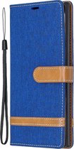 Samsung Galaxy Note 10 Plus Hoesje - Mobigear - Fabric Serie - Katoen Bookcase - Blauw - Hoesje Geschikt Voor Samsung Galaxy Note 10 Plus