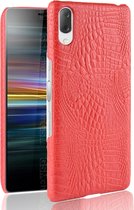 Sony Xperia L3 Hoesje - Mobigear - Croco Serie - Hard Kunststof Backcover - Rood - Hoesje Geschikt Voor Sony Xperia L3