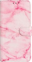 Xiaomi Mi Note 10 Lite Hoesje - Mobigear - Marble Serie - Kunstlederen Bookcase - Roze - Hoesje Geschikt Voor Xiaomi Mi Note 10 Lite