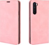 Mobigear Retro Bookcase voor de OnePlus Nord - Roze