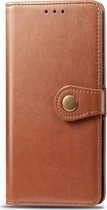 Xiaomi Redmi 9A Hoesje - Mobigear - Snap Button Serie - Kunstlederen Bookcase - Cognac - Hoesje Geschikt Voor Xiaomi Redmi 9A