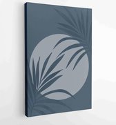 Palm leaves wall art vector set. Earth tone boho foliage line art drawing with abstract shape. 3 - Moderne schilderijen – Vertical – 1870932079 - 50*40 Vertical