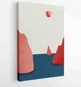 Mountain and landscape wall arts collection. Abstract art with land, desert, home, way, sun, sky. 3 - Moderne schilderijen – Vertical – 1870292335 - 40-30 Vertical
