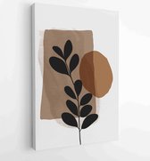 Botanical wall art vector set. Earth tone boho foliage line art drawing with abstract shape. 3 - Moderne schilderijen – Vertical – 1881805135 - 50*40 Vertical