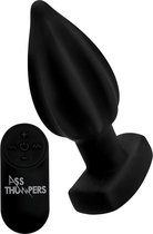 Ribbed Vibrating Anal Plug with Remote Control - Black - Anal Vibrators -