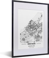 Fotolijst incl. Poster - Stadkaart Den Haag - 30x40 cm - Posterlijst