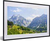 Fotolijst incl. Poster - Panorama over de berg Junfrau bij Eiger in Zwitserland - 60x40 cm - Posterlijst