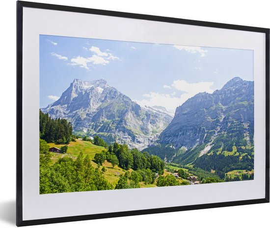 Fotolijst incl. Poster - Panorama over de berg Junfrau bij Eiger in Zwitserland - 60x40 cm - Posterlijst