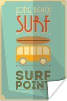 Illustration 'surf point' sur fond vert 60x90 cm
