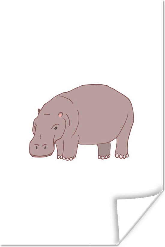 Poster Nijlpaard - Kinderen - Wit - Kids - Jongens - Meisjes - 120x180 cm XXL