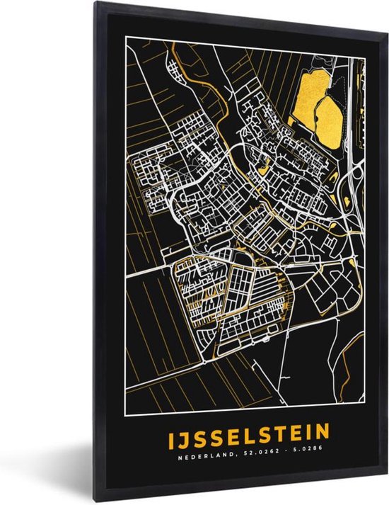 Fotolijst Incl Poster Plattegrond Ijsselstein Goud Zwart X Cm Posterlijst Bol Com