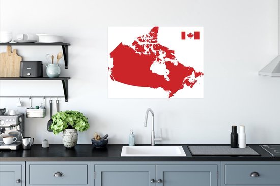 Une illustration du Canada en affiche rouge 80x60 cm - Tirage photo sur affiche (décoration murale salon / chambre)