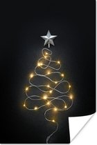 Poster Stilleven - Kerstboom - Lichtjes - 20x30 cm - Kerstmis Decoratie - Kerstversiering - Kerstdecoratie Woonkamer