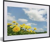 Fotolijst incl. Poster - Wolken - Paardenbloem - Lente - 60x40 cm - Posterlijst