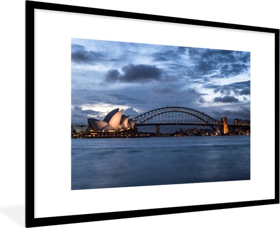 Cadre photo - Opéra de Sydney et Sydney Harbour Bridge en Australie cadre photo 90x60 cm - Affiche sous cadre (Décoration murale salon / chambre)