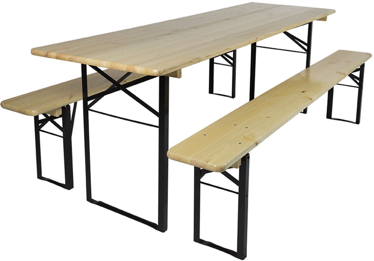 MaximaVida inklapbare picknicktafel Berlijn 200 x 70 cm 3-laags blanke lak - FSC hout